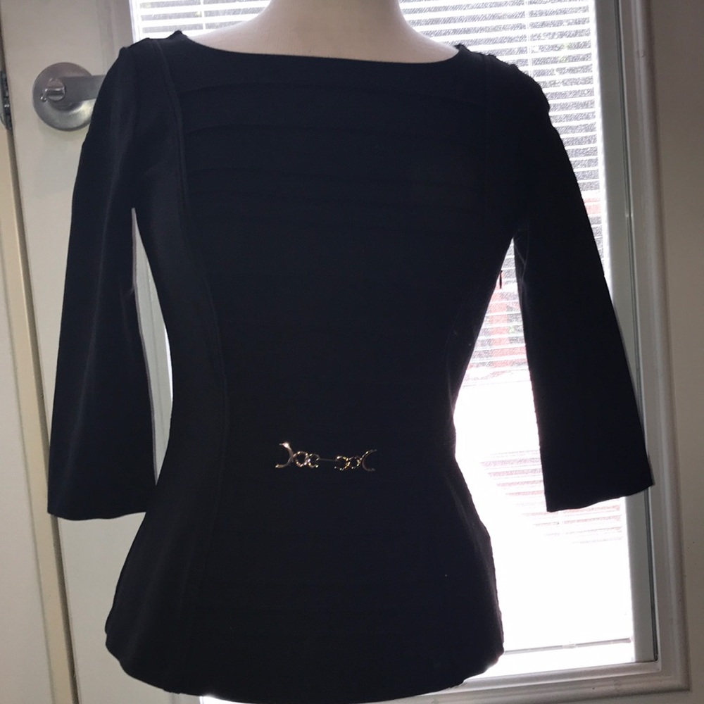Sleek Ribbed Black Blouse